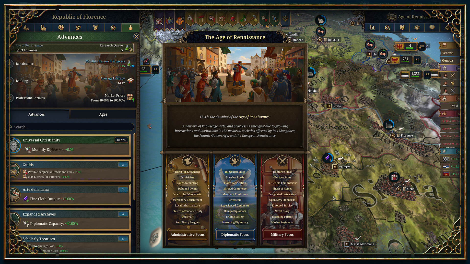 Europa Universalis V map and interface