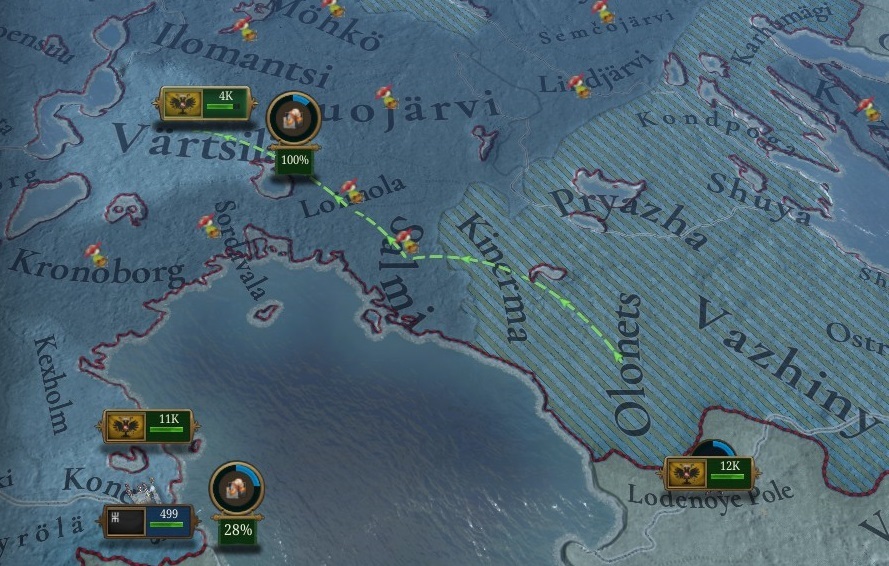 EU5 supply lines screen from the official military development diary