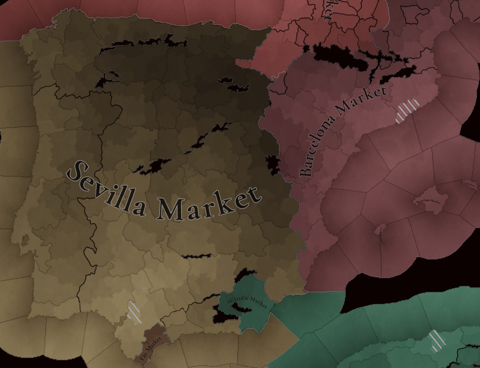 EU5 Iberia markets map showing Portugal in the Sevilla market area