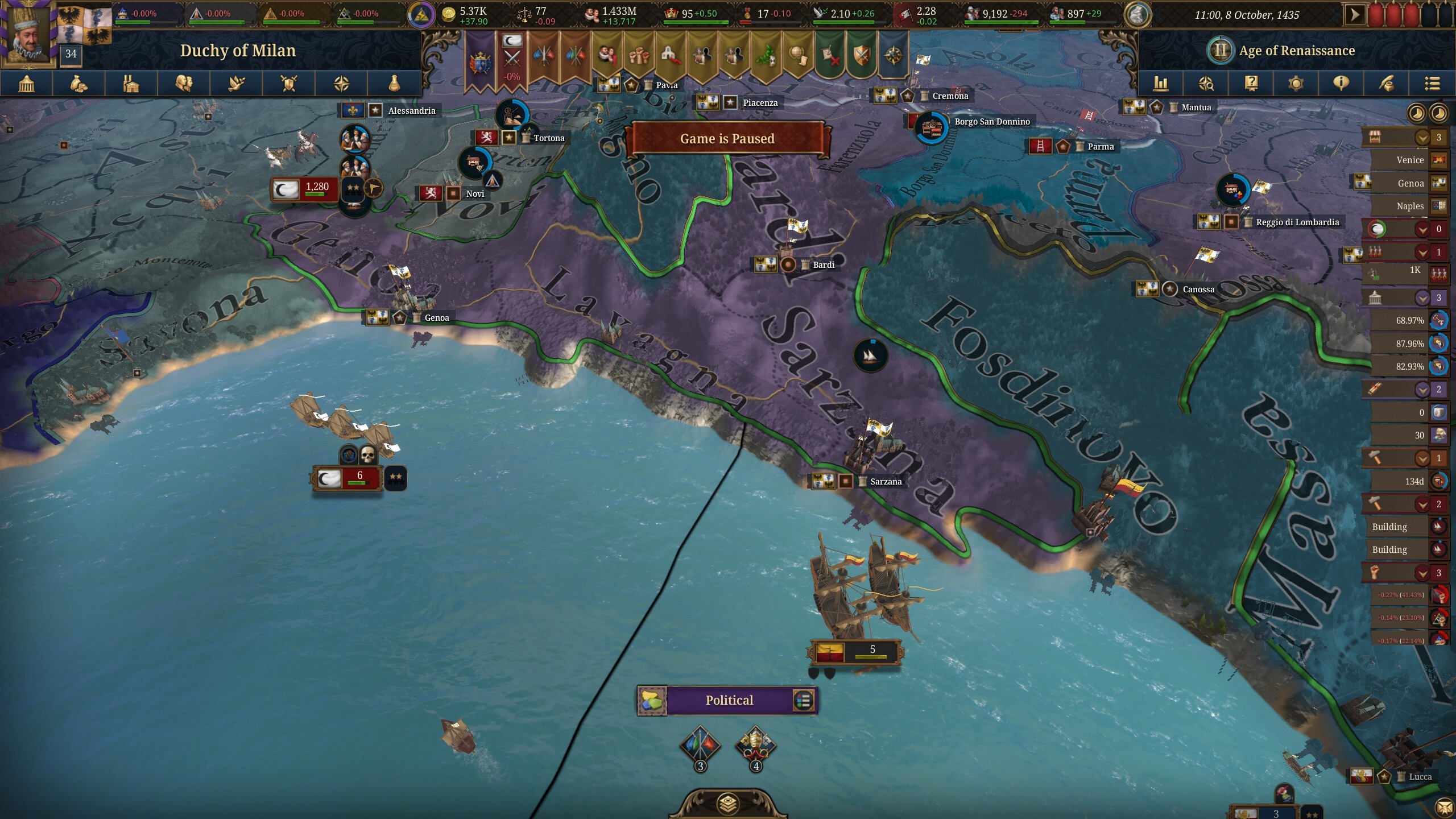 EU5 naval blockade example from the official military development diary