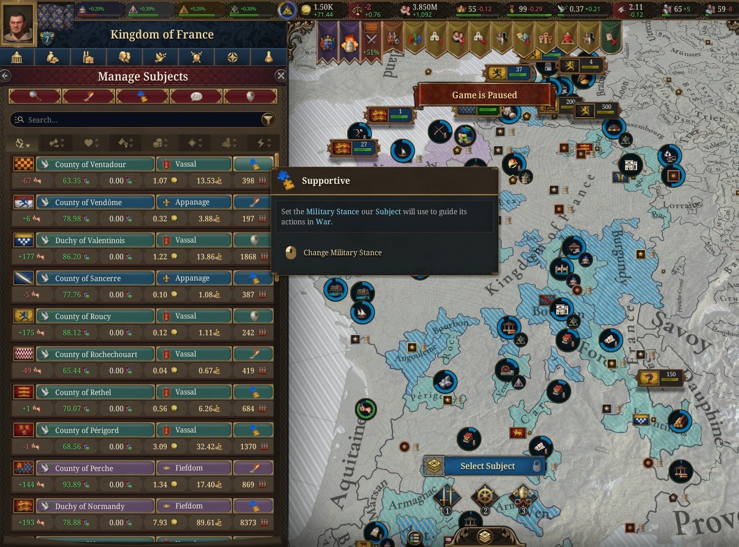 EU5 manage subjects screen from the official diplomacy development diary