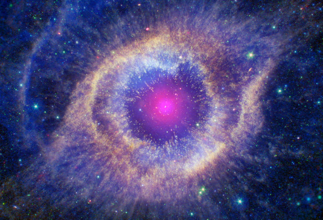 Composite NASA image of the Helix Nebula for a Stellaris returning player guide.